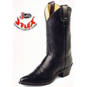 JUSTIN London Calf Boot Leather Western Dress Size 9.5C Black USA Made L4903